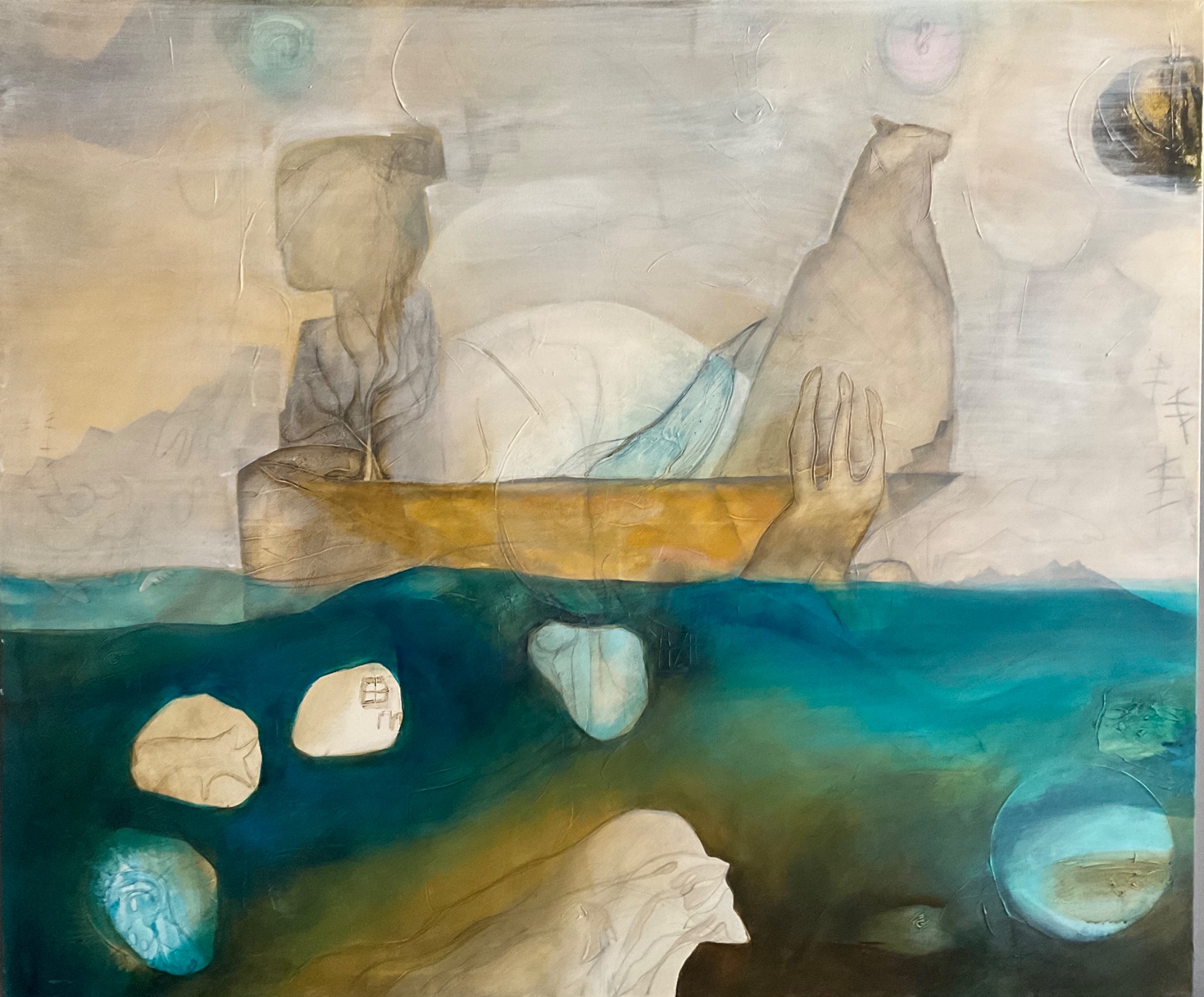 Převozník znepokojivého snu, 120x100x4, 2024